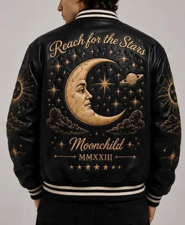 Celestial Moonchild Varsity Leather Jacket