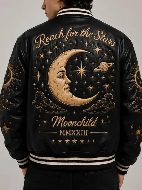 Celestial Moonchild Varsity Leather Jacket