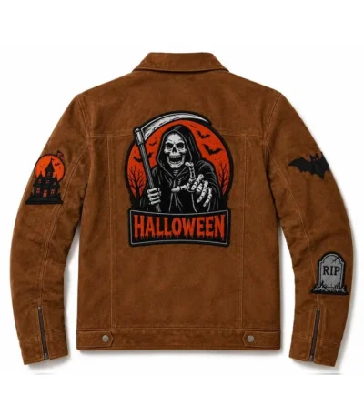 Creepy Trick or Treat Patch Suede Jacket