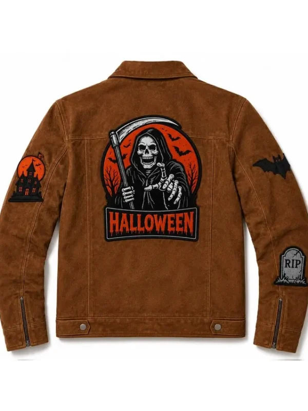 Creepy Trick or Treat Patch Suede Jacket