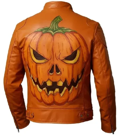 Evil Jack-o’-lantern Orange Leather Jacket