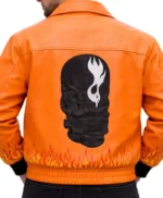 Ghost Flame Leather Bomber Jacket
