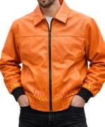 Ghost Flame Leather Bomber Jacket