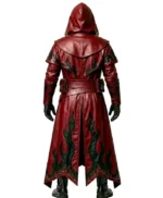 Gothic Flame Leather Trench Coat