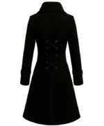 Gothic Pumpkin Black Wool Coat for Women