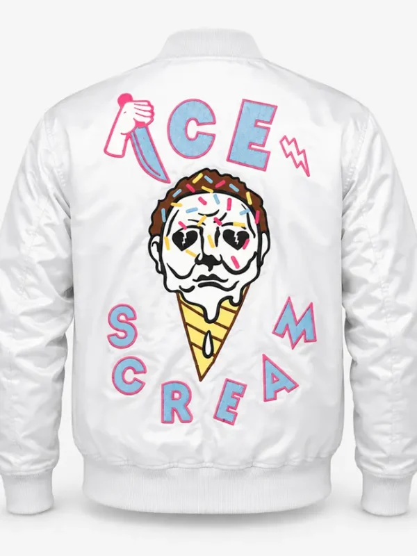Ice Scream Grey Satin Bomber Jacket