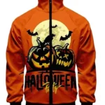 Halloween Party Orange Zip-up Bomber Jacket