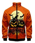 Halloween Party Orange Zip-up Bomber Jacket