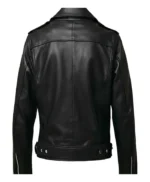 Halloween Patches Black Leather Biker Jacket