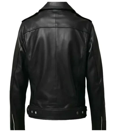 Halloween Patches Black Leather Biker Jacket