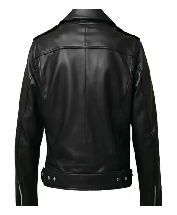Halloween Patches Black Leather Biker Jacket