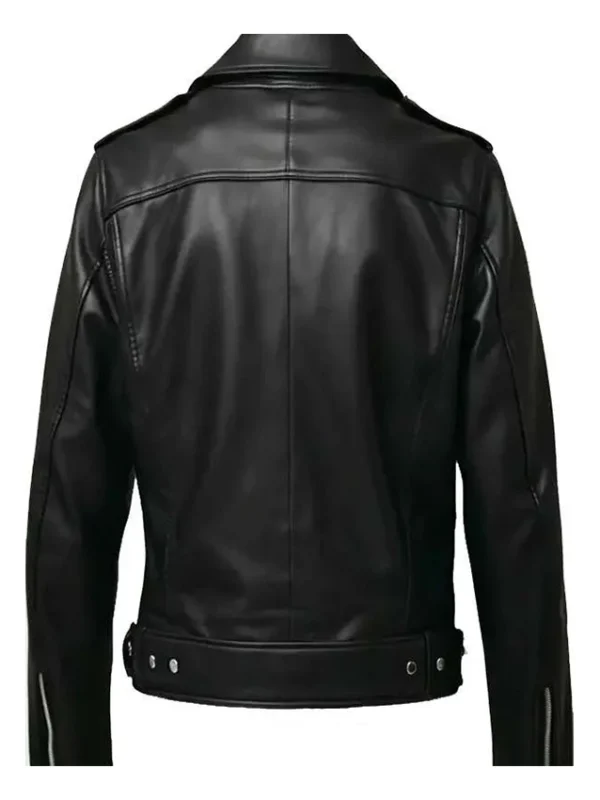 Halloween Patches Black Leather Biker Jacket