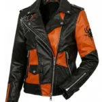 Halloween Patchwork Leather Biker Jacket