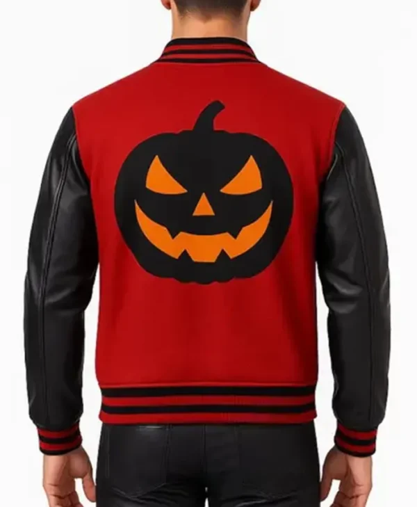Halloween Red and Black Pumpkin Varsity Jacket