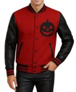 Halloween Red and Black Pumpkin Varsity Jacket
