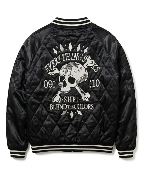 Skull and Crossbone Quilted Black Jacket