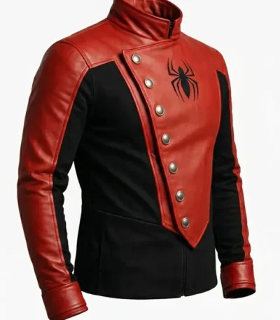Spider-Man Red and Black Asymmetrical Leather Jacket