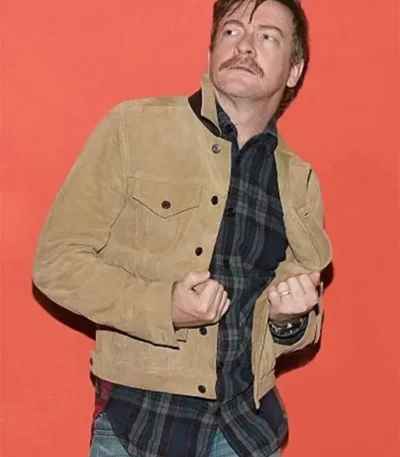 Hunt for the Wilderpeople Rhys Darby Brown Suede Jacket