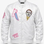 Ice Scream Grey Satin Bomber Jacket