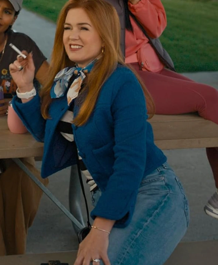 Isla Fisher Playdate Blue Wool Jacket Isla Fisher Playdate Blue Wool Jacket