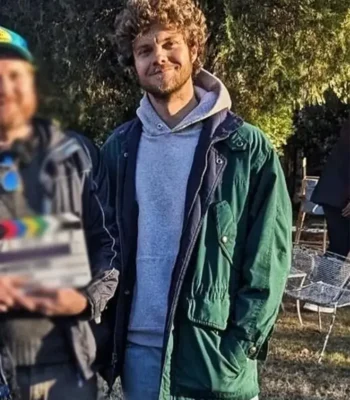 Jack Quaid Neighborhood Watch Green Cotton Jacket
