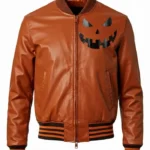 Jack-o-Lantern Leather Bomber Jacket