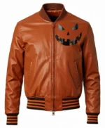 Jack-o-Lantern Leather Bomber Jacket