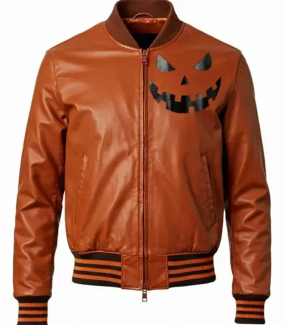 Jack-o-Lantern Leather Bomber Jacket