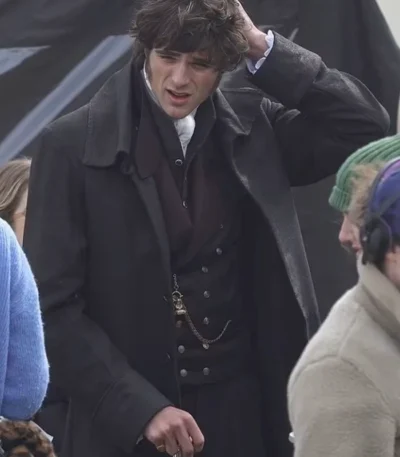 Jacob Elordi Wuthering Heights Black Wool Coat
