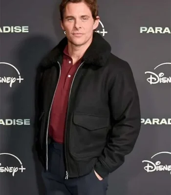 James Marsden Paradise Black Fur Bomber Jacket
