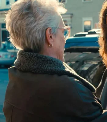 Jamie Lee Curtis Ella McCay Brown Leather Coat