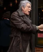 Jamie Lee Curtis Ella McCay Brown Leather Coat