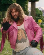 Jason Momoa A Minecraft Pink Leather Jacket