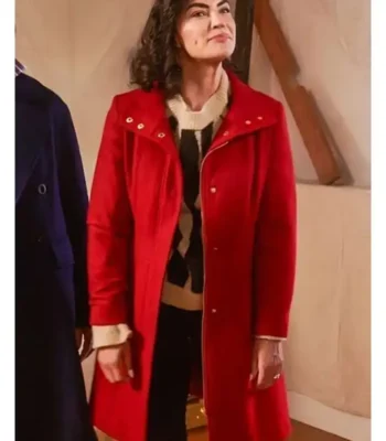 Jessica Szohr Designing Christmas Red Coat