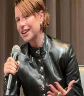 Jessie Buckley Hamnet Black Leather Jacket