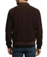 Johnson Dark Brown Zipper Suede Leather Bomber Jacket