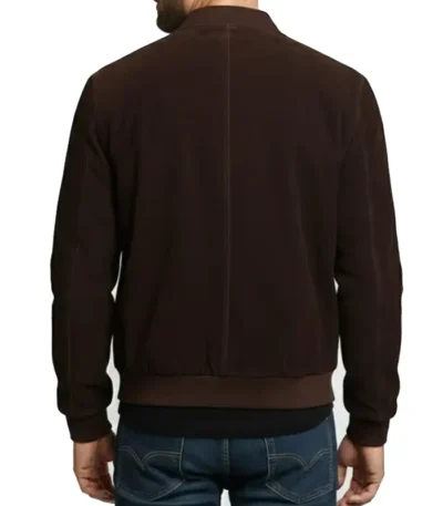 Johnson Dark Brown Zipper Suede Leather Bomber Jacket