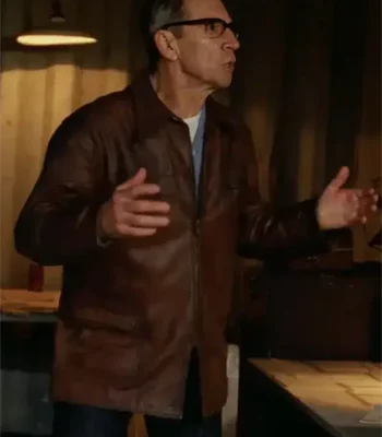 Jonathan Hyde The Brutalist Brown Leather Jacket