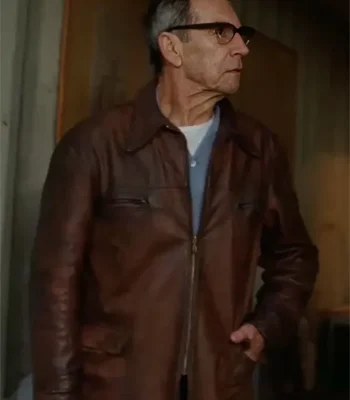 Jonathan Hyde The Brutalist Brown Leather Jacket