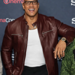 Jumanji Open World Photocall Dwayne Johnson Leather Jacket