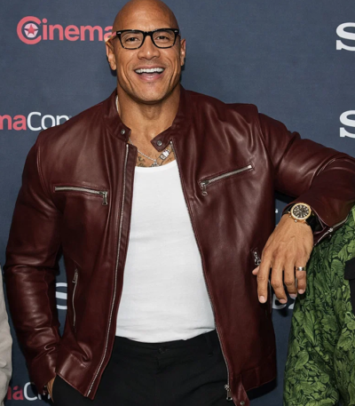 Jumanji Open World Photocall Dwayne Johnson Leather Jacket