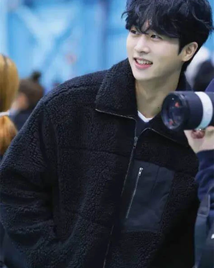 Kim Mu-Jun Love All Play 2022 Shearling Black Jacket Kim Mu-Jun Love All Play 2022 Shearling Black Jacket