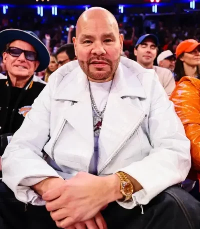 Knicks vs. Cavaliers Game 2 Fat Joe White Biker Jacket