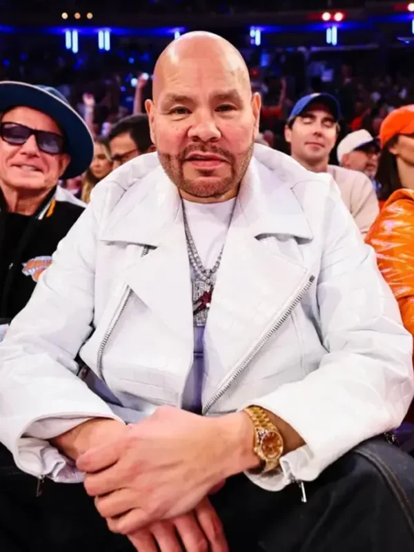 Knicks vs. Cavaliers Game 2 Fat Joe White Biker Jacket