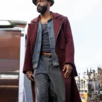 LaKeith Stanfield Play Dirty Maroon Trench Coat