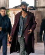 LaKeith Stanfield Play Dirty Maroon Trench Coat
