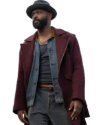 LaKeith Stanfield Play Dirty Maroon Trench Coat