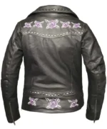 Ladies Biker Jacket with Purple Roses
