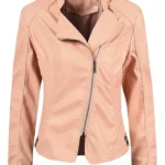 Leather Jacket With Pink Fur Motorcycle Stylish Spring Lightweight Stylish Motor Biker With Zipper