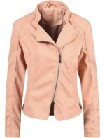 Leather Jacket With Pink Fur Motorcycle Stylish Spring Lightweight Stylish Motor Biker With Zipper
